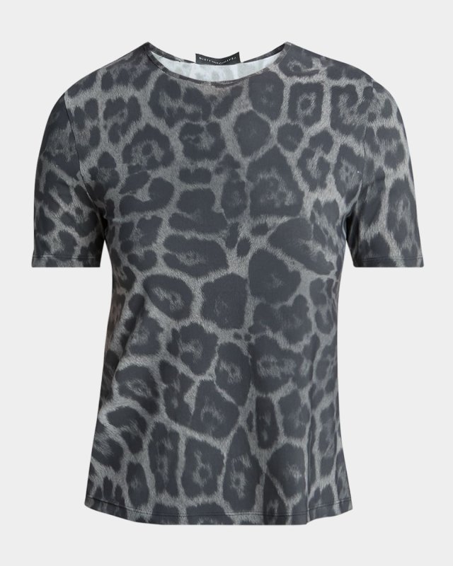 Leopard Print Short-Sleeve Top
